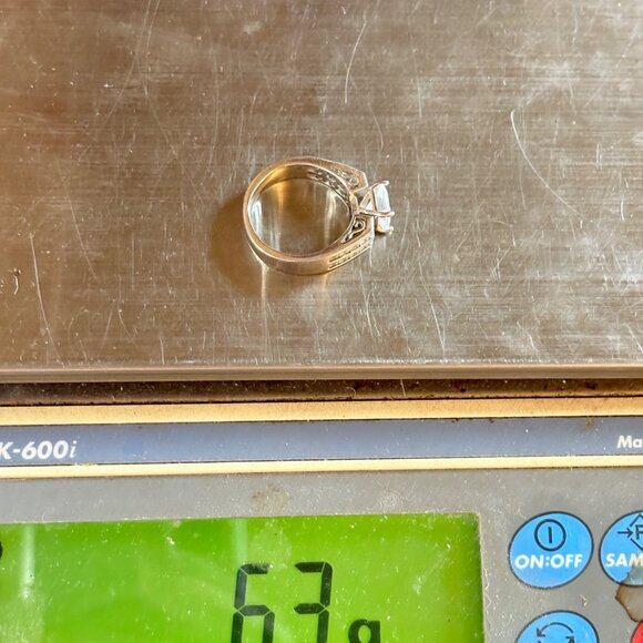 VTG Sterling Silver 925 Cubic Zirconia Prong Set Scroll Band Ring Size 7 - Picture 9 of 10